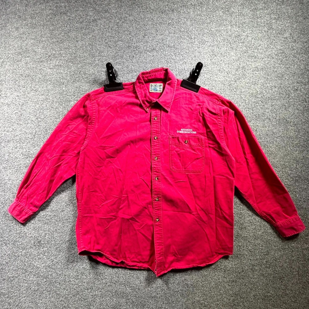 Vintage Dunbrooke Upstream Shirt Men XL Red Button Front Advanced Communications